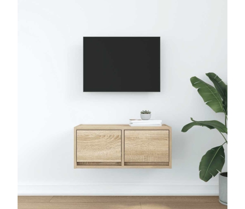 Mueble para TV madera contrachapada roble ahumado 60x31x25,5 cm