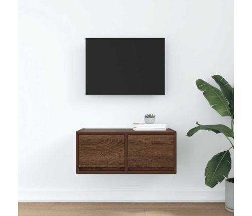 Mueble de TV madera contrachapada roble marrón 60x31x25,5 cm