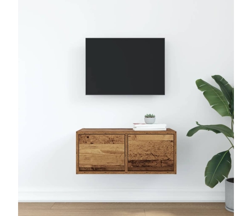 Mueble para TV madera contrachapada envejecida 60x31x25,5 cm