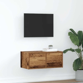 Mueble para TV madera contrachapada envejecida 60x31x25,5 cm