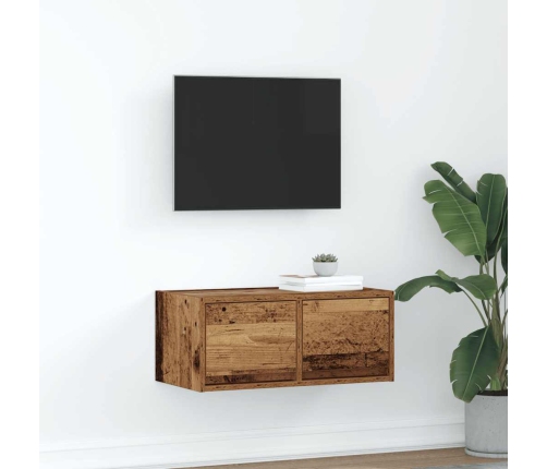 Mueble para TV madera contrachapada envejecida 60x31x25,5 cm