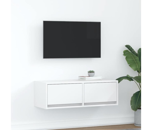 Mueble de TV de madera de ingeniería blanco 80x31x25,5 cm