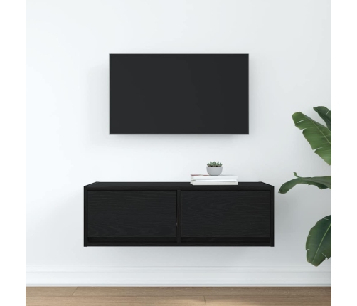 Mueble de TV de madera de roble negro 80x31x25,5 cm