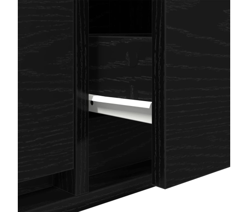 Mueble de TV de madera de roble negro 80x31x25,5 cm