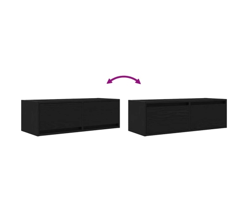 Mueble de TV de madera de roble negro 80x31x25,5 cm