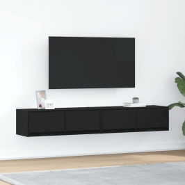 Muebles de TV 2 uds Roble Negro 80x31x25,5 cm Madera ingeniería