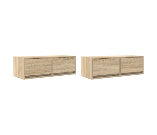 Muebles de TV 2 uds Roble Sonoma 80x31x25,5cm Madera ingeniería