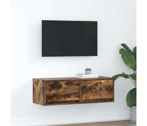 Mueble de TV de roble ahumado 80x31x25,5cm Madera de ingeniería