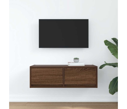 Mueble de TV madera contrachapada roble marrón 80x31x25,5 cm