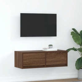 Mueble de TV madera contrachapada roble marrón 80x31x25,5 cm