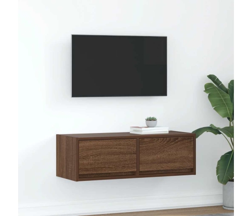 Mueble de TV madera contrachapada roble marrón 80x31x25,5 cm