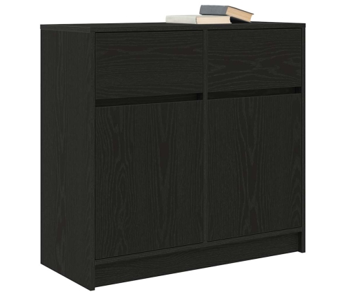 Aparador con cajón roble negro 80x34x76 cm madera de ingeniería