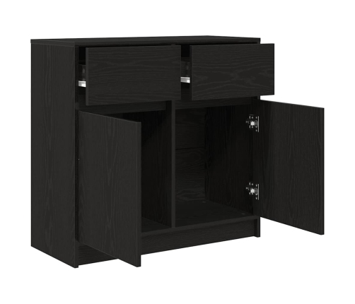 Aparador con cajón roble negro 80x34x76 cm madera de ingeniería