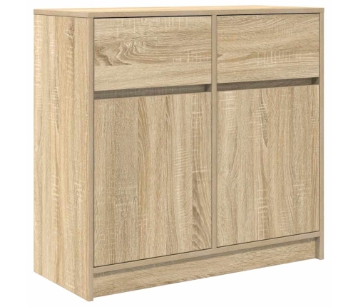 Aparador con cajón roble Sonoma 80x34x76 cm madera ingeniería