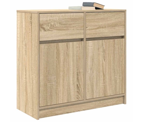 Aparador con cajón roble Sonoma 80x34x76 cm madera ingeniería