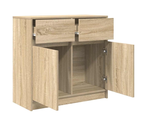 Aparador con cajón roble Sonoma 80x34x76 cm madera ingeniería