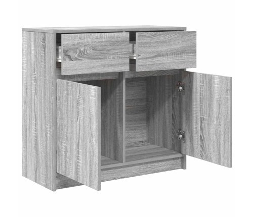 Aparador con cajón gris Sonoma 80x34x76 cm madera de ingeniería