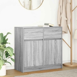 Aparador con cajón gris Sonoma 80x34x76 cm madera de ingeniería