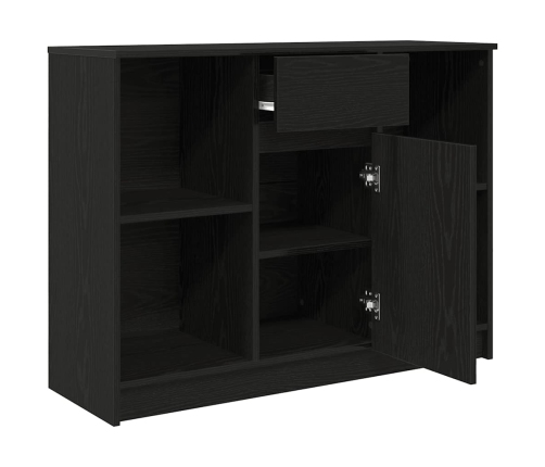 Aparador con cajón roble negro 101x35x76 cm madera ingeniería