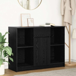 Aparador con cajón roble negro 101x35x76 cm madera ingeniería