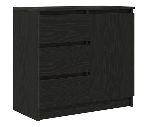 Aparador con cajón roble negro 71x35x65 cm madera de ingeniería