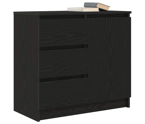 Aparador con cajón roble negro 71x35x65 cm madera de ingeniería