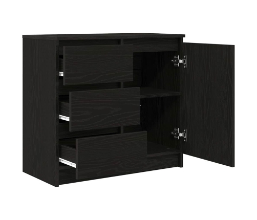 Aparador con cajón roble negro 71x35x65 cm madera de ingeniería