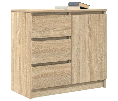 Aparador con cajón roble Sonoma 71x35x65 cm madera ingeniería