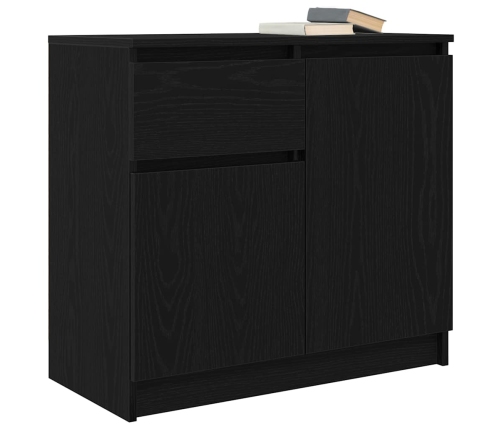 Aparador con cajón roble negro 71x35x65 cm madera de ingeniería