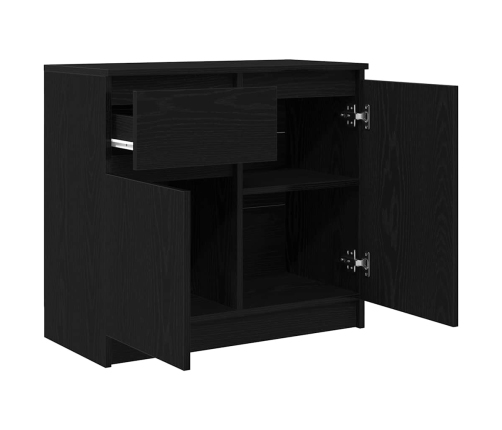 Aparador con cajón roble negro 71x35x65 cm madera de ingeniería