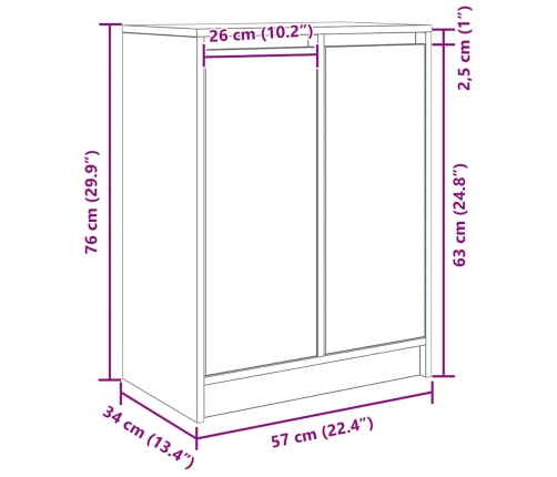 Aparador madera ingeniería roble Sonoma 57x34x76 cm