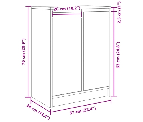 Aparador roble ahumado 57x34x76 cm madera de ingeniería