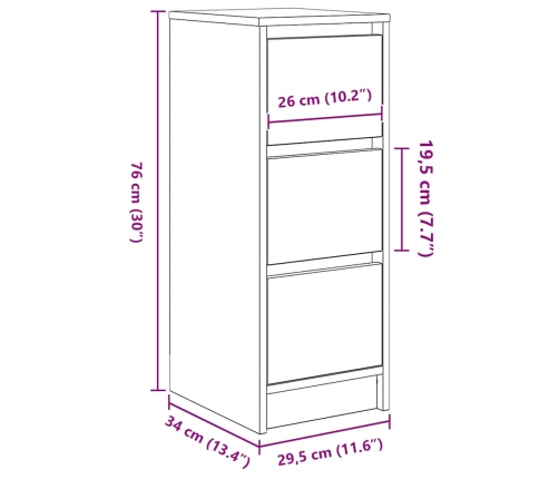 Aparador blanco 29,5x34x76 cm madera de ingeniería