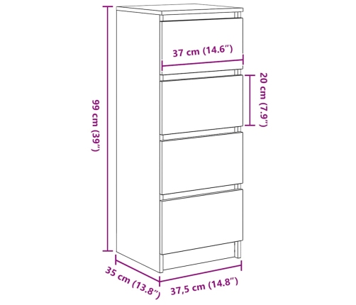 Aparador blanco 37,5x35x99 cm madera de ingeniería