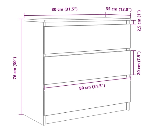 Aparador blanco 80x35x76 cm madera de ingeniería