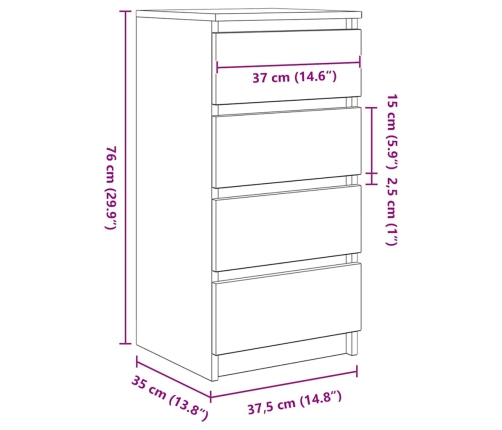 Aparador blanco 37,5x35x76 cm madera de ingeniería