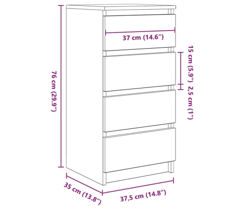 Aparador Sonoma gris 37,5x35x76 cm madera de ingeniería