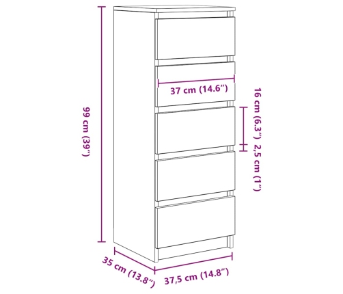 Aparador con cajones blanco 37,5x35x99 cm madera de ingeniería