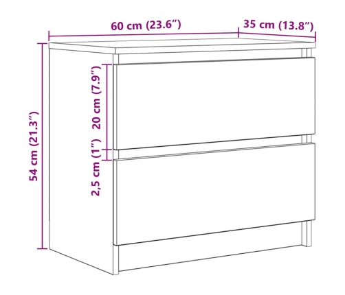 Mueble para TV madera contrachapada roble ahumado 60x35x54 cm