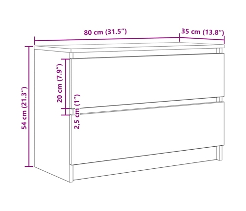 Mueble de TV de madera de ingeniería blanco 80x35x54 cm