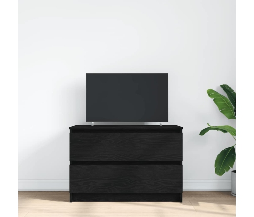 Mueble de TV de madera de ingeniería negro 80x35x54 cm