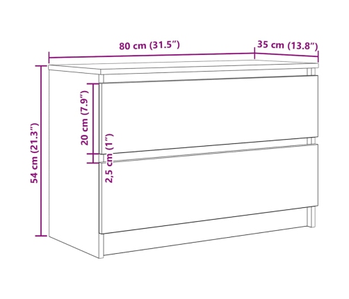 Mueble de TV marrón roble 80x35x54 cm madera de ingeniería