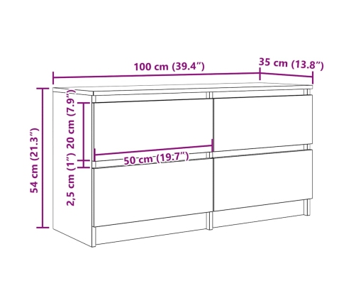 Mueble para TV madera contrachapada blanco 100x35x54 cm