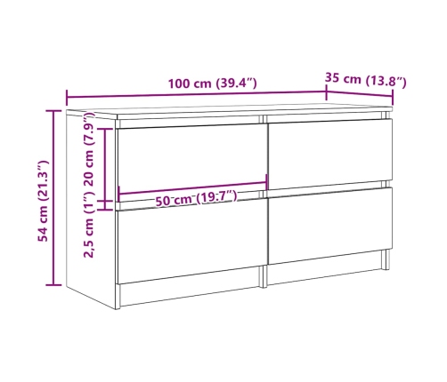 Mueble de TV madera de ingeniería gris hormigón 100x35x54 cm