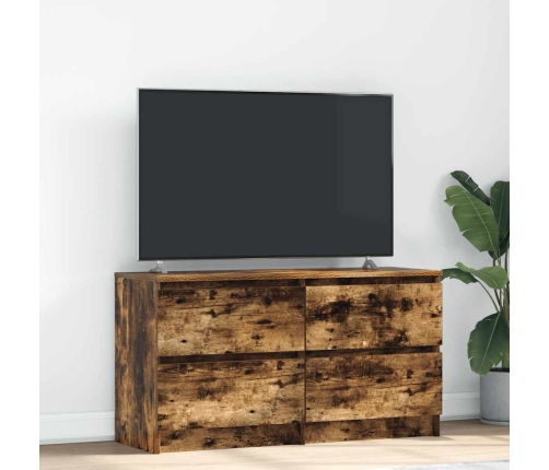 Mueble de TV madera de ingeniería roble ahumado 100x35x54 cm