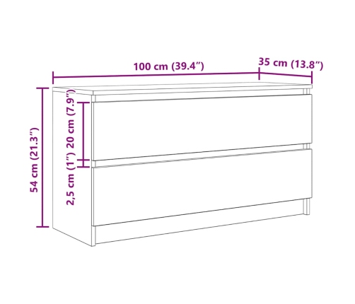 Mueble de TV madera de ingeniería roble Sonoma 100x35x54 cm