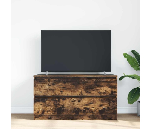 Mueble de TV madera de ingeniería roble ahumado 100x35x54 cm