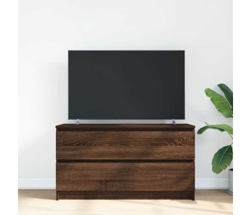 Mueble para TV madera contrachapada marrón roble 100x35x54 cm