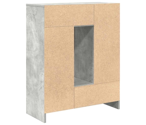 Aparador con cajones y puertas gris hormigón 73x31x90 cm
