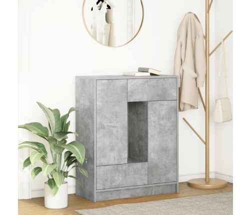 Aparador con cajones y puertas gris hormigón 73x31x90 cm